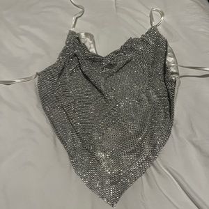 Silver Metallic Handkerchief Top